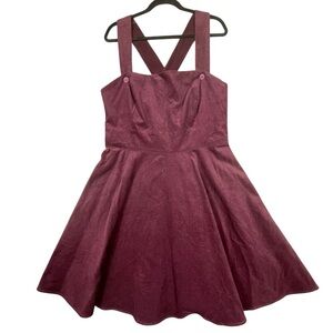 Hell Bunny Wonder Years Pinafore Corduroy Retro Pin Up Flare Skirt Dress  Sz 2XL